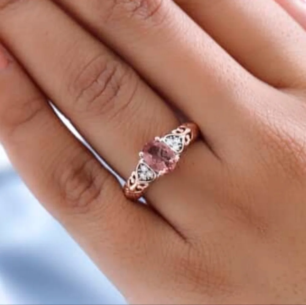 Natural Red Rose Apatite in 14kt Rose Gold & Sterling Silver Ring Size 7.5!🌹 - Picture 5 of 10